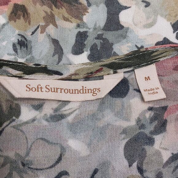 Soft Surroundings Women's Med. Open Cardigan Multi-color Floral Boho Semi-Sheer - Picture 6 of 10